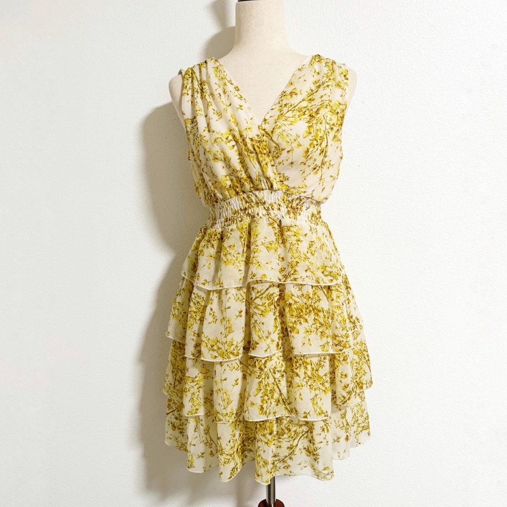 H&M Floral Tiered Smocked Waist Mini Dress